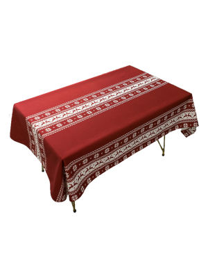 （HOT) ขายส่งผ้าปูโต๊ะตกแต่งวันหยุดปีใหม่ผ้าฝ้ายผ้าลินินผ้าคริสต์มาสสีแดงงานแต่งงานผ้าปูโต๊ะลูกไม้โต๊ะกาแฟ
