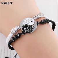 COD SDGREYRTYT Vintage Yin Yang Bracelets Gossip Pendant Couple Necklace Women Men 2Pcs/Set Choker Unisex Dragon Clavicle Chain Fashion Jewelry SWEET