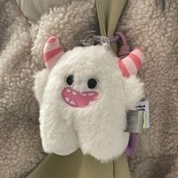 Plush Snow Monster Keychain Girls Cute White Green Cartoon Furry Toy School Bag Pendant Keyring Car Keyholder Plush Accessories