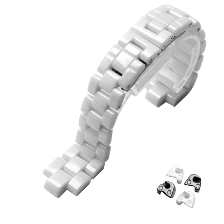 สายนาฬิกาเซรามิกสีดำสีขาวนูนสำหรับสายรัดข้อมือ-j12-16มม-19มม-สายรัดลูกโซ่แบบแข็งพิเศษพับได้-carterfa