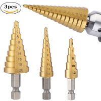 3Pcs/set 3 12mm 4 12mm 4 20mm HSS Straight Groove Step Drill Bit Titanium Coated Wood Metal Hole Cutter Core Drilling Tools Set