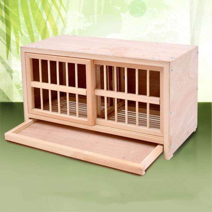7ou0 60x30x35cm DIY Wooden Pigeon Cage Bird Poultry Breeding Box Racing