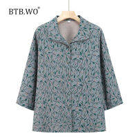 BTB.WO เสื้อแขนสามส่วนของคุณยายฤดูร้อนฤดูร้อนแฟชั่นผู้หญิงสูงอายุที่มีกระเป๋าเสื้อพลัสไซส์ผ้าที่สะดวกสบายเสื้อผ้าผู้สูงอายุอายุ60-85ปี