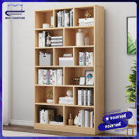 MEET furniture Bookshelves ชั้นวางหนังสือ ชั้นวางไม้  ตู้เก็บของชิดผนัง ชั้นวางของ นวางหนังสือชั้นตั้งพื้น ?ชั้นวางเอนกประสงค์ เรียบง่ายทันสมัย