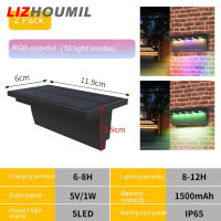 LIZHOUMIL โคมไฟผนังรั้วบันไดสวนกลางแจ้งมุมกว้าง2ชิ้น Lampu Tenaga Surya 3000K/6000K 120องศา