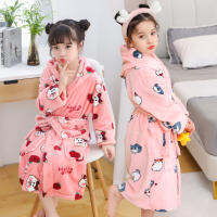 Bathrobe Baby Winter Flanel for Kids Girls New Arrival Warm Cartoon Hooded Sleepwear Robes Children Cute Tiger Nightgowns Pajama