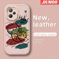 JIUMOO เคสสำหรับ Realme C35 C31 Narzo 50A Prime Case แฟชั่นขนสัตว์รูปแมวบางนุ่มหนังดีไซน์ใหม่ซิลิกาเคสโทรศัพท์เจลฝาปิดเลนส์เต็มรูปแบบกล้องเคสกันกระแทกกันกระแทก