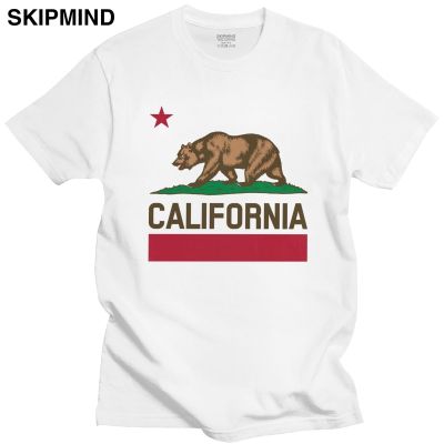 Urban Fashion California State Flag Bear T Shirt Men Pure Cotton 1846 Love Tee Ca Short Sleeve Summer 100% Cotton Gildan