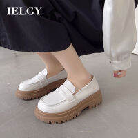 IELGY Women S All-Match Thick Sole Heightening Slip-On Leather Shoes