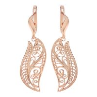 [COD] 585 rose gold long section fashionable net red temperament retro earrings female hollow design new product