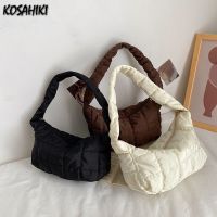 Fashion Pleated Top-Handle Bags Trendy Streetwear Y2k Aesthetic Shoulder Underarm Bags Simple All Match Grunge Womens Handbags