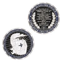 Saint Michael Law Enforcement Challenge Coin God Bless The Police Prayer Silver Plated Commemorative Coin