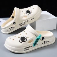 ∋ Hole shoes mens summer outerwear half-toe slippers thick-soled two-wear sandals and couples non-slip beach womens models