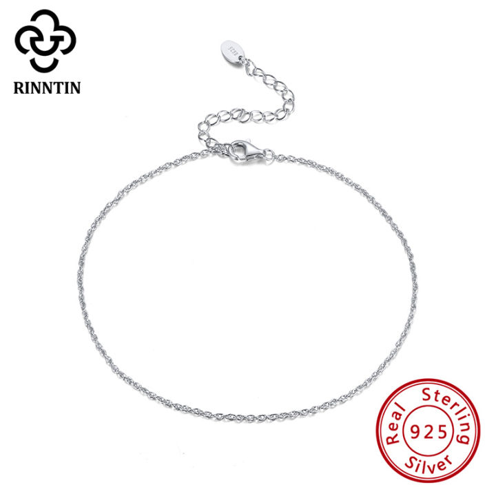 Rinntin Real 925 Sterling Silver Trendy Delicate Workmanship14K Gold Plating Anklet Chain For Female Wedding Daily TSA06