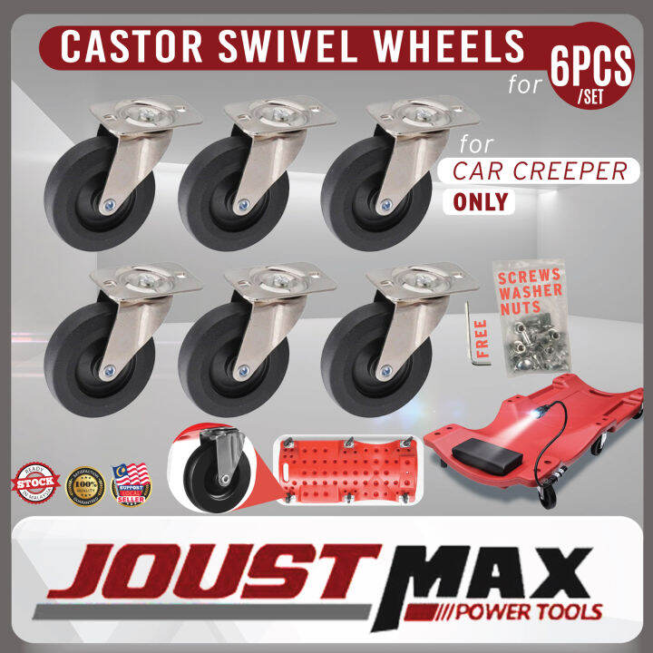 6PCS Set Castor Swivel Wheels for Car Creeper ONLY Mechanic Car Repair