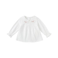 DBS19096 dave bella autumn baby girls cute floral embroidery T-shirt children tops kids girl fashion tees