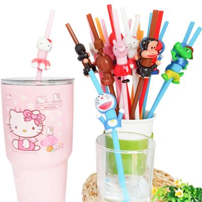 5/3/1PCS Plastic Drinking Straws Birthday Party Decorations Spider Hero Tableware Mickey Mouse Reusable Eco Straw Kids Straws
