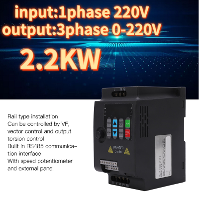 Variable Frequency Drive 2.2KW Single Phase To 3 Phase VFD Mini Frequency Inverter AC 220V Input AC 0‑220V Output