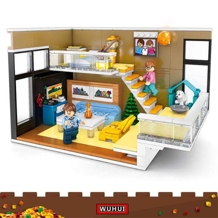 WUHUI 310pcs Creative Nordic House Model Mini Blocks Toy Miniature