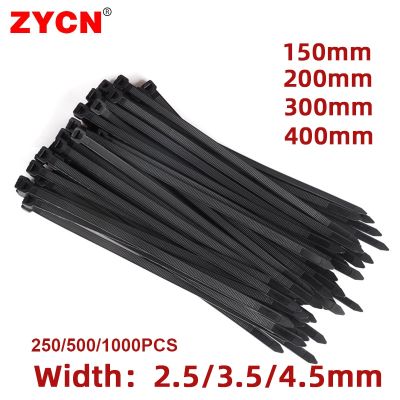 Nylon Cable Ties Width:2.5/3.5/4.5MM Self-Locking Plastic Warp Black Wire Zip Strapping Industrial Fasteners 250/500/1000PCS