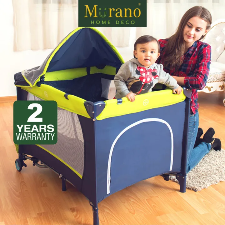 【spot goods】 MURANO 2 in 1 Portable Foldable Baby Crib Playpen with