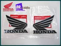 #สติ๊กเกอร์ HONDA แท้  90มม. สีดำ-พื้นเทา // HONDA WING 90MM Sticker (GENUINE PARTS)