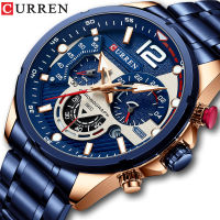 ธุรกิจ CURREN Casual Chronograph โลหะกันน้ำไม่ขึ้นสนิมนาฬิกา Mens แฟชั่นหรูหราใหม่ควอตซ์นาฬิกาผู้ชาย