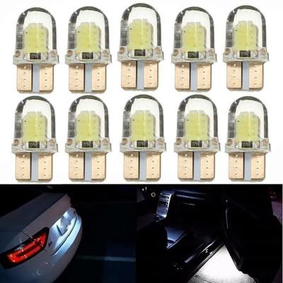 【CW】10Pcs Car Headlight Bulbs White LED W5W COB Canbus Silicone Car License Plate Light Lamp Bulbs Auto Reverse Signal