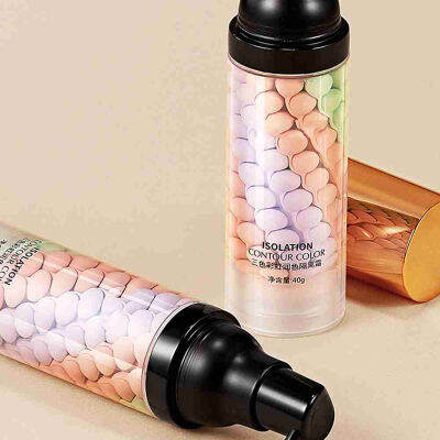 3สี Liquid Concealer ผสมแยกโลชั่นแต่งหน้าที่มองไม่เห็น Pore Moisturizing Bright Skin Face Primer Base Foundation