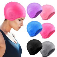 【LZ】☈  Tampas de natação de silicone para homens e mulheres boné de natação impermeável com proteção de orelha