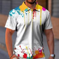 Fashion Mens Polo Shirt 2023 New Colourful Graffiti Print Streetwear Polo 3D Casual Loose Abstract Short Sleeve T-shirt For Men