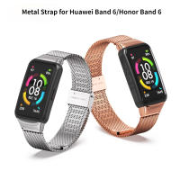 Hot โลหะ Milanese สำหรับ Huawei Band 6สายรัดข้อมือสำหรับ Honor Band 6สายรัดข้อมือสำรองสายโลหะสำหรับ Huawei Band 6สาย