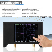 V2 2.8 Inch Touch Screen 3G Vector Network Analyzer SAA2 Shortwave Antenna Analyzer HF VHF UHF Network Analyzer Easy to Use Black