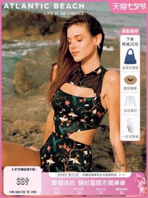 [National Style Series] Atlanticbeach23s Chinese Style Printed Sexy Hollow One-Piece Swimsuit With High Sense