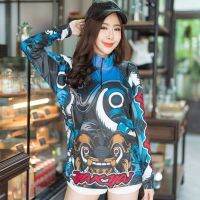 เสื้อตกปลา JK THAILAND ลาย YAK YAI น้ำเงิน ป้องกันรังสี UV 80-90% สีไม่ตก แห้งเร็ว