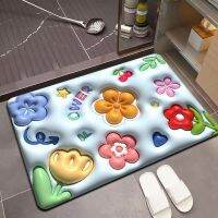 Magic Quick Dry Mat 3D Flower Pattern Diatomite Mat Soft Non-Slip Mat Fast Absorbing Bath Mat Diatomaceous Earth Mat For Toilet