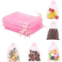 100PCS 4x6 Inches Pink Organza Gift Bags with Drawstring Candy Bags Wedding Favors Bag Pouches for Baby Shower