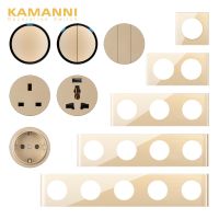 KAMANNI กรอบกระจกนิรภัยและกุญแจฟรี DIY ปุ่มรีเซ็ตม่าน USB สหภาพยุโรปฝรั่งเศสไฟฟ้าผนังซ็อกเก็ตสวิทช์20A สวิทช์