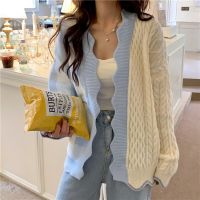 ✈ WAKUTA Sweet Japan Fashion Patchwork Sweater Cardigan Women Casual Loose Plaid Knitted Tops All Match 2023 Spring Autumn New