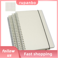 RUPANBO039392692 3ชิ้น A5สมุดสันห่วงฝาแข็งกระดาษตารางพลาสติก70แผ่นต่อโน้ตบุ๊คโปร่งแสงที่บ้าน