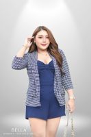 BELLA Plus Size Set S34 ชุดเซตสาวอวบ ชุดเซ็ท 3 ชิ้น (เสื้อสูทคลุม, เสื้อสายเดี่ยว, กางเกงขาสั้น) ผ้ายืดวูลลี่ (XLอก40-46” เอว 36”-44”) ชุดเซ็ทผู้หญิงอวบ ชุดสาววอวบ ชุดทำงานสาวอวบ แฟชั่นสาวอวบ