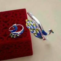 Peacock sterling silver bracelet female cloisonne 999 fine jewelry national wind colored enamel send mom to the wife