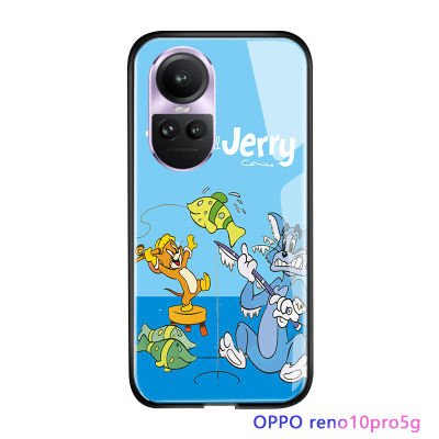 Serpens เคส OPPO Reno10 Pro 5G น่ารักสำหรับผู้หญิง,เคสฝาหลังกระจกนิรภัยมันวาวลายการ์ตูนสำหรับเด็กผู้หญิงหนูแมวกันกระแทก