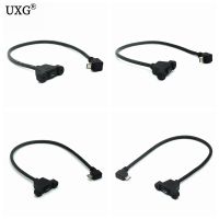 USB2.0 Micro USB 5pin UP/Down Left Right Angled Male Connector to Female Extension Cable With screws Panel Mount Holes 30cm 50cm