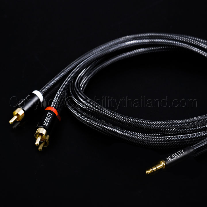 nobility-สายสัญญาณ-mini-to-rca-รุ่น-black-hawk-ยาว-1-1-5-2-3-เมตร-หัวทองแดงชุบทอง-ตัวสายทองแดง-6n-หุ้มหนังงู-เสียงดี-ทนทาน-made-in-taiwan