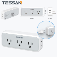 3 USB Charger Surge Protector Power Adapter Charger AC Plug 5 AC Outlet Extender with ,TESSAN 3 Sided Power Strip Multi Plug USB Adapter Socket Wall Plug Wall Socket Plug Extension Power Socket for Home Travel Office bathroom,college dorm room