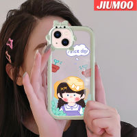 เคส JIUMOO สำหรับ iPhone 13 iPhone 13 Pro iPhone 13 Pro เคสตัวการ์ตูน13 Pro Max สาวน่ารักวันที่ดีสร้างสรรค์สีสันสดใสน่ารักเลนส์กล้องถ่ายรูปแบบนิ่มมอนสเตอร์ตัวน้อยซิลิโคนเคสใสกันกระแทกแบบใสง่าย