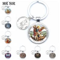 Archangel St.Michael Keychain Protect Me Saint Shield Angel Protection Metal Pendant Key Ring Orhodox Amulet Christian Jewelry