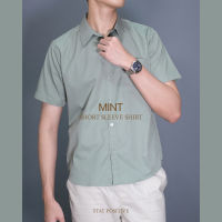 เสื้อเชิ้ตคอปก แขนสั้น โทนสีนู๊ด SHORT SLEEVE SHIRT NODETONE สีมิ้น (Mint)