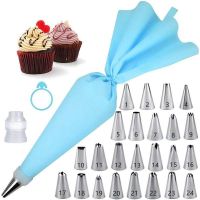 【hot】 27Pcs/Set Silicone Pastry Tips Icing Piping Decorating Tools Reusable Bags 24 Nozzle Set